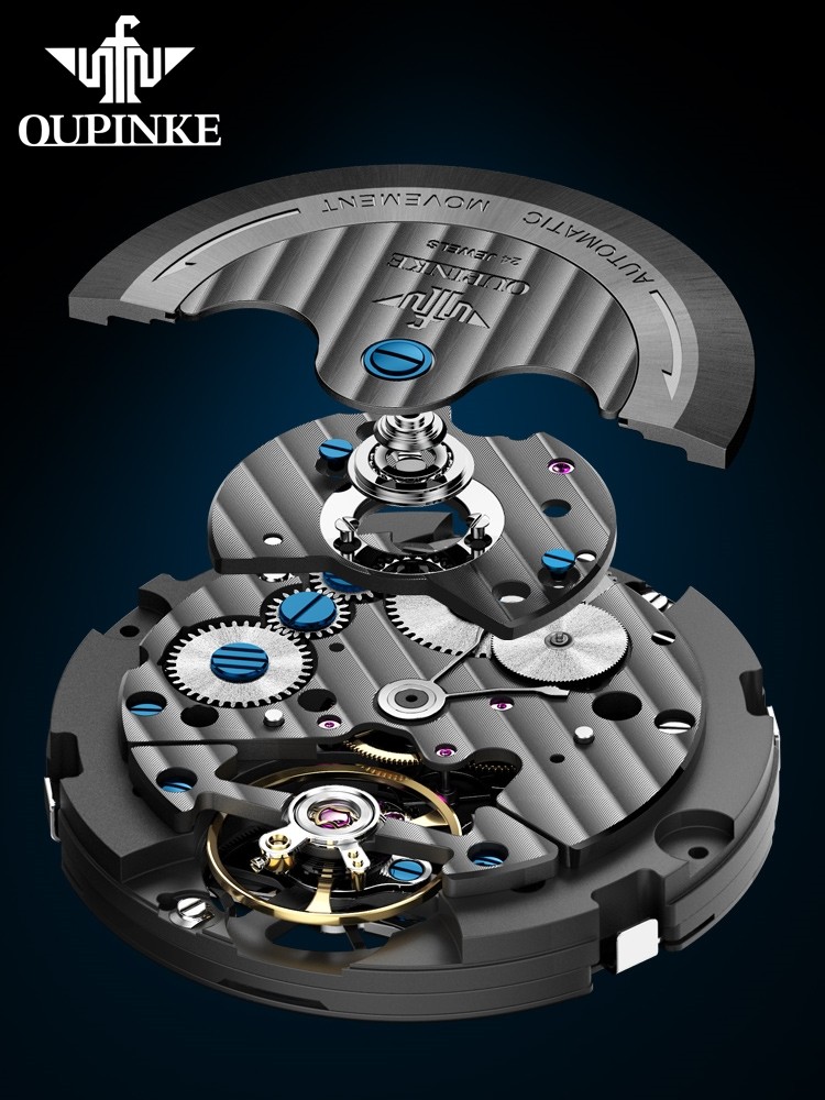 2026 New Swiss Oupinke Brand Men's Watch Genuine Mechanical Watch Fully Automatic Multi-Function Wristwatch