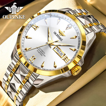 Imported Movement, Swiss Oupinke Genuine Brand, Real Diamond Men's Watch, Mechanical Watch, Fully Automatic Men's Waterproof Watch