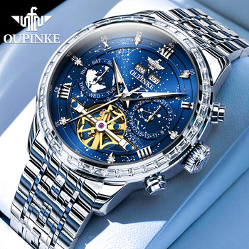 2026 New Swiss Oupinke Brand Men's Watch Genuine Mechanical Watch Fully Automatic Multi-Function Wristwatch
