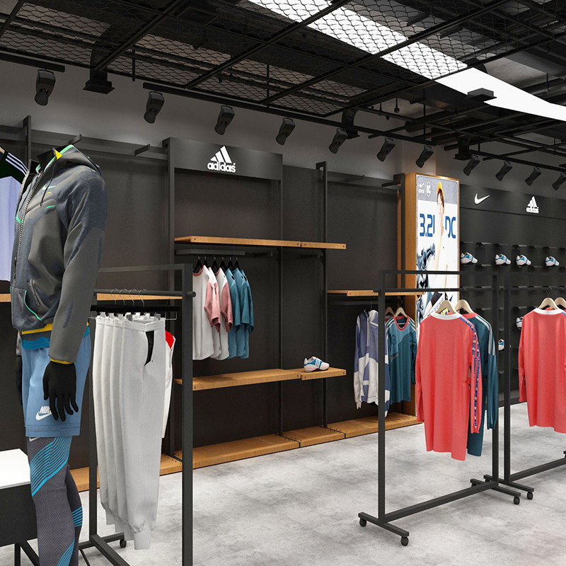 Clothing store display rack on the wall Tide brand men's shelves floor-standing sports backboard rack sporting goods display props