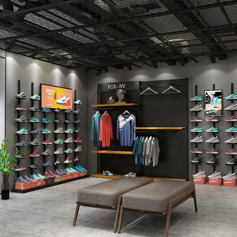 Shoe Store Shoe Rack Show Rack Upper Wall Hanging Clothing Shop Sneaker Shelf Shop Commercial Straight Podcast Room Display Shelf