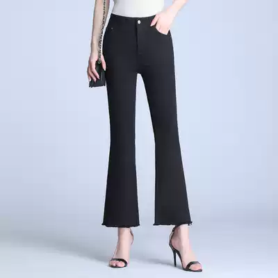 2019 summer new black pants women nine points thin micro flared pants casual thin Korean flared pants