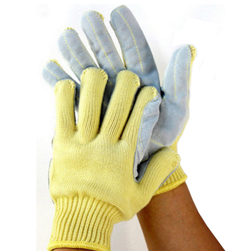 Anti-cutting gloves anti-piercing abrasion-proof labor-protection industrial cow leather repair with leather Dupont kk1041KevlarKevlar