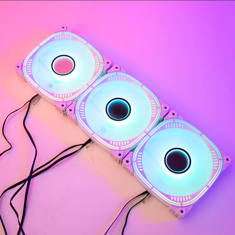 Main case fan color light white light pink white west point player 12cm double aperture large 4pin