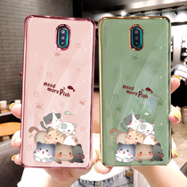 Suitable for opporeno3pro mobile phone shell reno3 cartoon silicone reno protective sleeve renoace anti-fall electroplating mesh red female cute kitty slim grandma grey opp