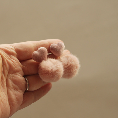 韩国毛茸茸小毛球耳饰耳夹耳坠耳钉