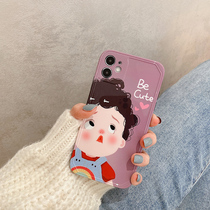 Cute curly hair girl applicable iphone12promax mobile phone shell 11pro apple x full package xr anti-fall xs net red max personality xsmax idea 8plus