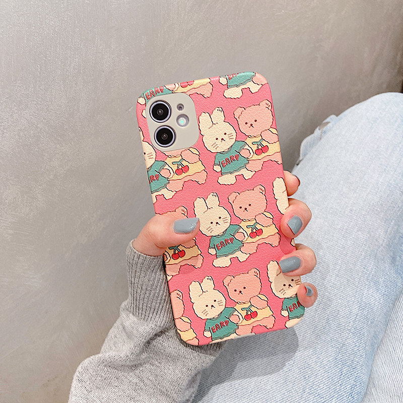 Cute Cartoon Bear Rabbit applies iphone11pro mobile phone protection shell promax apple x full package xr anti-fall xs lovers max net red xsmax iphone