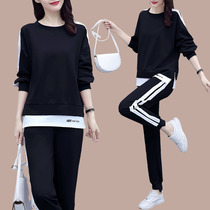 2021 Autumn New Korean version of large size loose sports suit female fashion Foreign Air Age casual wear two-piece set