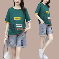 Зеленый комплект, футболка, шорты