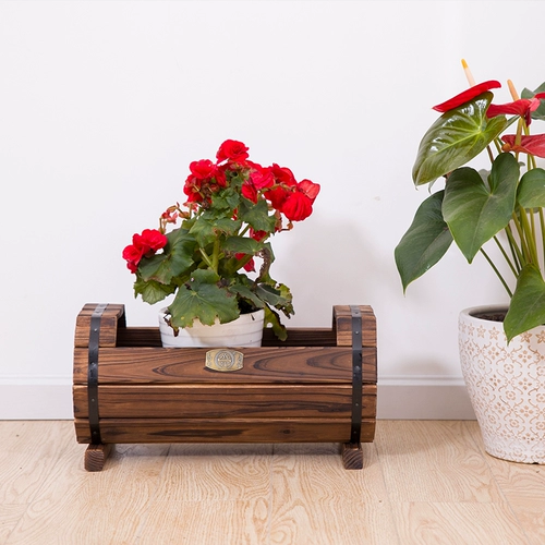 Маленькая коробка для выращивания растений, прямоугольный цветочный горшок из натурального дерева