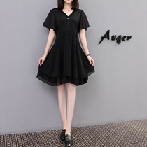 Fatty Plus Size Womens 2020 New Summer Fat MM Short Sleeve Chiffon Dress Korean Loose T-Shirt Skirt