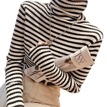 Pregnant womens summer clothing Internet celebrity inner layering shirt high collar mid-length large size loose knitted sweater womens autumn and summer top