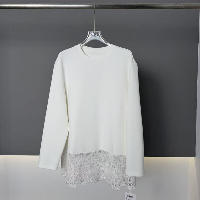 Gejin [Mall Version] Non-Returnable 73.5% Cotton Lace Splicing Long-Sleeve T22437