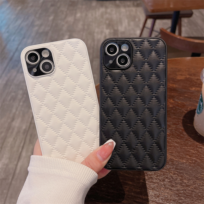 Chanel-Style Apple 16 Phone Case 13 iPhone 15 Pro Leather Texture 12 Fashion 14 Diamond Pattern XS Max Trendy Brand Xr Protective Case 17/8 Plus Luxury Se2 Personalized 11 High-End Feel Suitable for Air