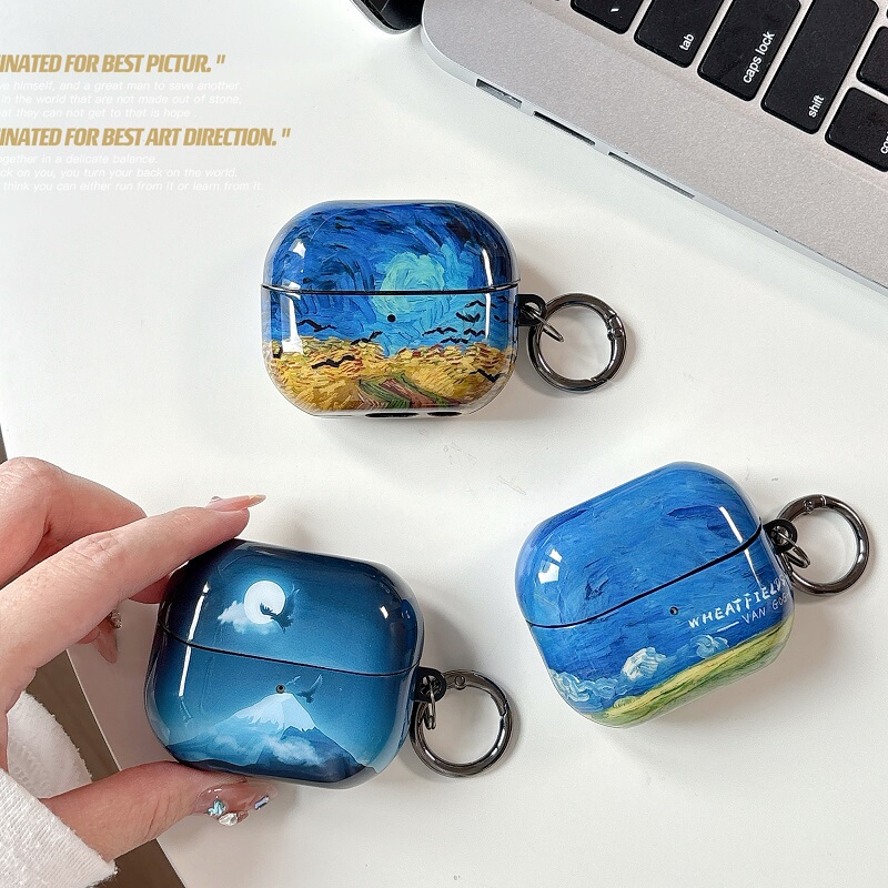 Oil Painting Snow Mountain, Wheat Field, Grassland Suitable for Samsung Buds3 Pro Bluetooth Wireless Galaxy Buds3Fe Earphone Case Glossy Surface Galaxy Protective Case Soft Case Charging Case Niche Detachable Anti-Drop