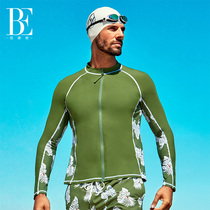 Van der Ann Swimsuit Mens Long Sleeve Swimming Top Beach Holiday Sunscreen Vacation Quick Dry Split Swimsuit