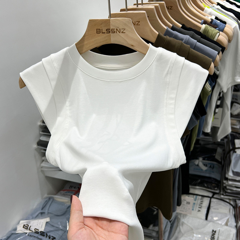 White Sleeveless Vest for Women, Summer 2026 New Style, Inner Layer Base Shirt, Regular Shoulder T-Shirt, Outerwear Top White Sleeveless Vest for Women, Summer 2026 New Style, Inner Layer Base Shirt, Regular Shoulder T-Shirt, Outerwear Top