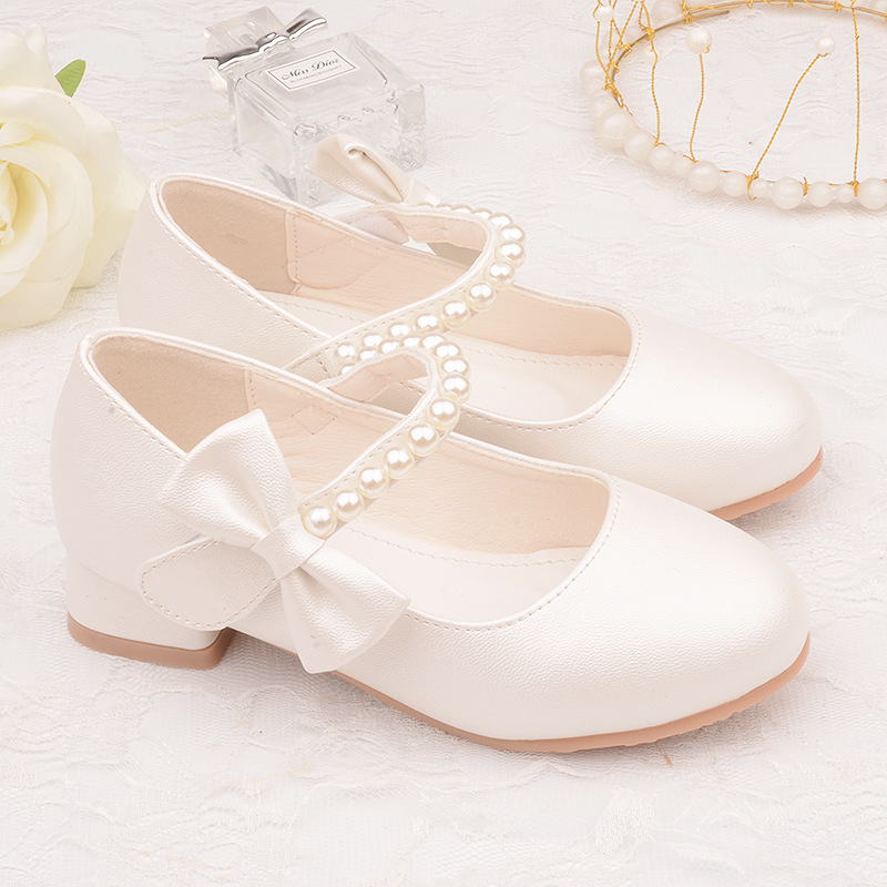 2025 New Girls' High-Heeled Princess Shoes 2025 New Performance Crystal Dress Shoes Piano Performance Small Leather Shoes for Girls