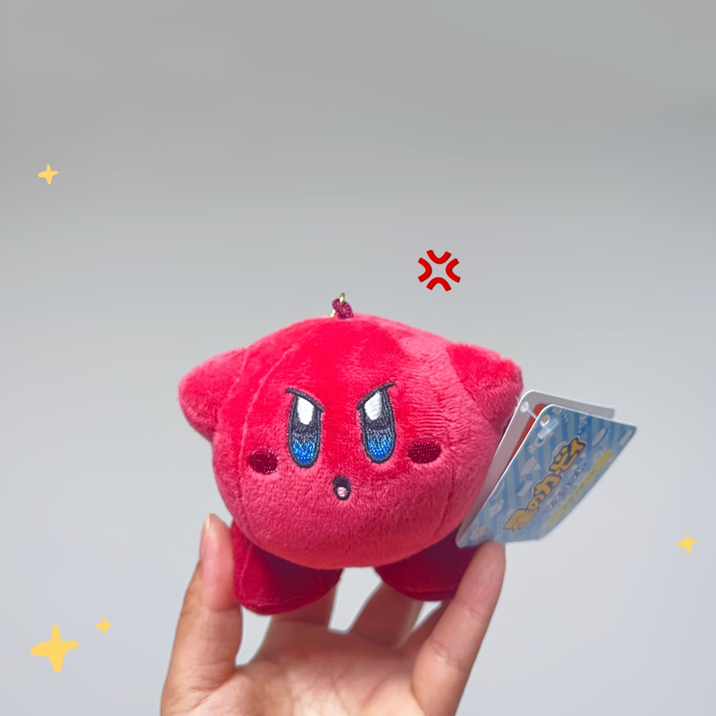 Cute Cartoon Angry Kirby Plush Pendant Bag Charm Couple Keychain Gift