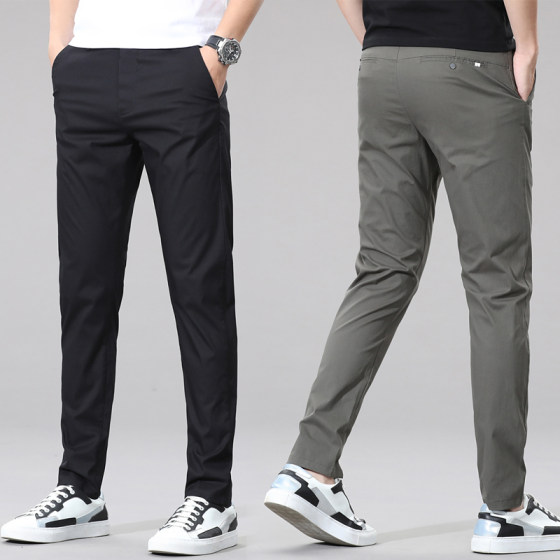 Men's Casual Pants Summer Thin Style 2026 Men's Straight Slim Fit Long Pants Stretch Men's Pants Slim Fit Suit Pants Summer Trousers