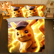 Detective Pikachu four-piece set Pokemon Elf Pokémon brushed childrens cute cartoon three-piece set