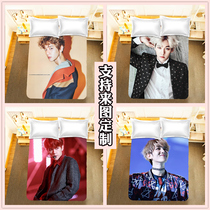 Customized EXO Byun Baekhyun bed sheets and quilt covers from pictures. Four-piece set of student girls dormitory sheets. Korean celebrity peripherals.