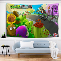 Puzzle Cartoon Plant Battle Zombie Hanging Cloth Wall Cloth Pea Shooter Tapestry Tapestry Tapestry Boys Childrens Room Placement