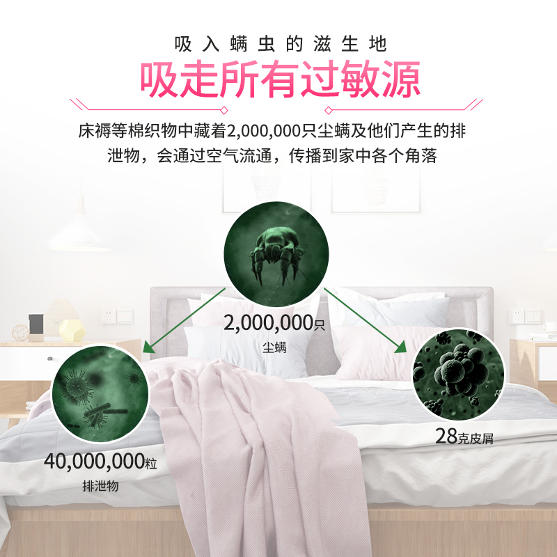 【8000次/min高频率】杀菌率>99.99%:奥克斯 家用除螨仪 89元包邮(159-70元券)