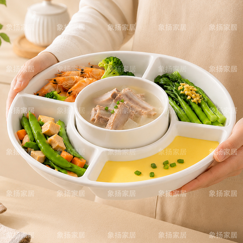 Five-Compartment Steaming Tray, Household Divided Plate, Ceramic Steaming Pot, Postpartum Tableware, Special Plate for Children and Adults, Divided Plate Five-Compartment Steaming Tray, Household Divided Plate, Ceramic Steaming Pot, Postpartum Tableware, Special Plate for Children and Adults, Divided Plate