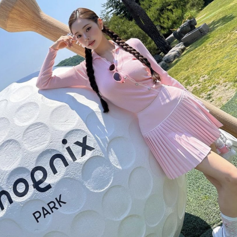 Song Zhiya Golf Women's Clothing Spring and Summer Pink Sun Protection Breathable Badminton Tennis Pleated Short Skirt Pants Sportswear