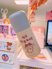 Умный чашка воды 韩版简约可爱小猫印花保温杯304便携大容量创意个性学生情侣水杯