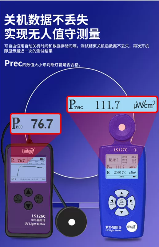 Linshang LS126C UVC Đèn diệt khuẩn UV Máy kiểm tra cường độ Máy dò đo Máy đo độ sáng bức xạ UV