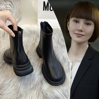 Martin Boots for Women, British Style, Autumn and Winter, Fleece-Lined, 2025 New Model, Versatile, Sweet and Cool Short Boots, Internet Celebrity Flat Slim Boots, Trendy