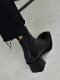 Black square toe thick heel short boots for women autumn and winter velvet 2025 new style French all-match ankle boots genuine leather high heel slim boots