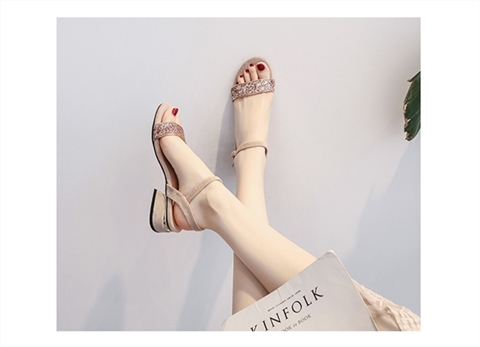 C9711 2760K GIÀY DÉP SANDAL NỮ RSKREGS GẮN ĐÁ GÓT VUÔNG MÙA HÈ GIÀY DÉP NỮ G06 SẢN PHẨM MỚI