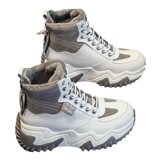 Dad's shoes women's autumn and winter plus velvet 2025 new versatile Martin boots shoes sports and leisure high-top white shoes short boots