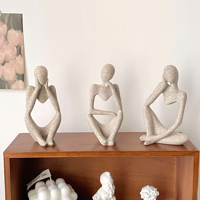 Ins-Style Niche Abstract Thinking Figure Art Ornament, Nordic Style Living Room Entrance Creative Minimalist Home Decoration