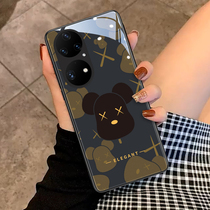 Tide-card bear suitable for Huawei P50pro mobile phone shell new limited edition P40pro protective sleeve personality male ten P50 net red female P30pro full package anti-fall P20 glass upscale P