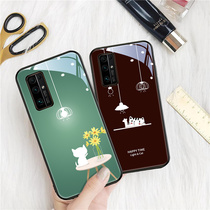 Suitable for glory 30 mobile phone shell lovers cat light cartoon creativity male and female Huawei glory v30pro ultra-thin glass personality full package tide 20pro silicone gel anti-fall protection 30pro net red new