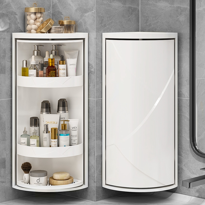 Bathroom Rotatable Storage Rack 360-Degree Wall-Mounted No-Drill Toilet Bathroom Washroom Storage for Cosmetics