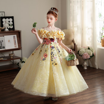 Children's Evening Dress, Classy Flower Girl Wedding Dress, Stunning Birthday Party Tutu Skirt, Host Catwalk Piano Performance Dress