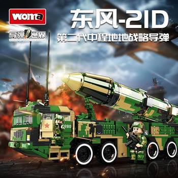 Woma Building Blocks New Product Domestic Military Series Dongfeng-21D Missile Launcher Vehicle Model Educational Assembly Toy