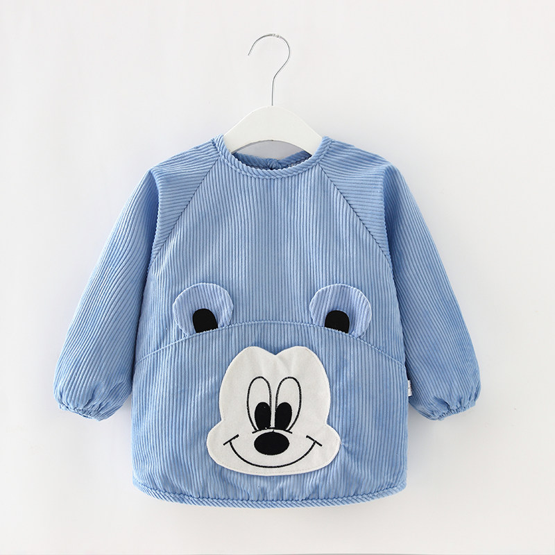 Autumn and winter baby meal cover children waterproof apron anti-dirty bib pocket coat long sleeves back-dressing baby protective clothing