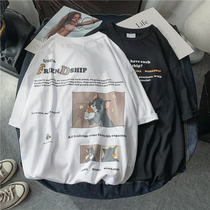 2021 New Cat and Mouse T-shirt blouse design sense niche Hong Kong style short sleeve Korean loose half sleeve ins tide
