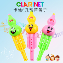 6 Holes Gourd Vertical Flute Children Cartoon Pattern Small Flute Creative Baby Musical Instruments Blow Up Toy Trumpet Gift