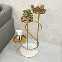 Nordic Indoor Tennis Red Iron Art Gold Multilayer Flower Racks Living-room Balcony Decorative Art Floor-Style White Flower Pots Shelf