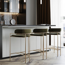 Nordic Minimalist Iron Art Gold Home Light Luxury Morden Genuine Leather Bar Chair Coffee Hall Milk Tea Shop Cloth Art High Chair