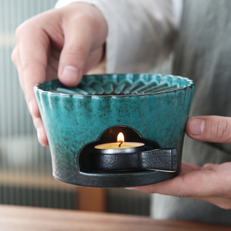 Coarse Pottery Kiln-Turned Ceramic Candle Warmer Tea Stove Warmer Base Alcohol Lamp Sharing Cup Warming Tea Stand Heating Tea Set Accessories