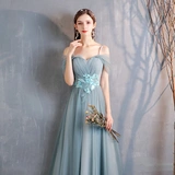 Длинное летнее простое и элегантное платье подружки невесты, средней длины, длина макси